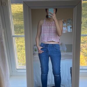 Pink and White Crop Tank Top